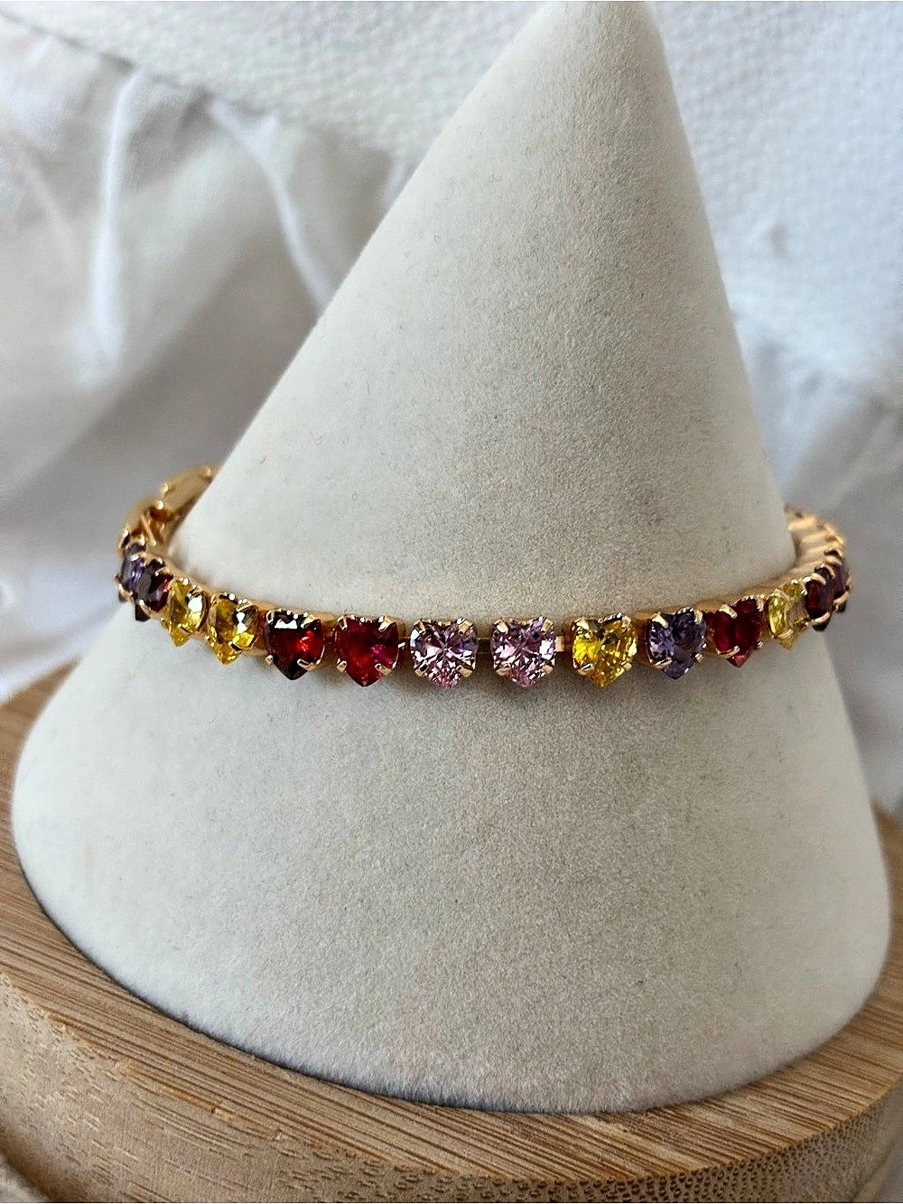 Multicolor hearts Gemstone Tennis Bracelet